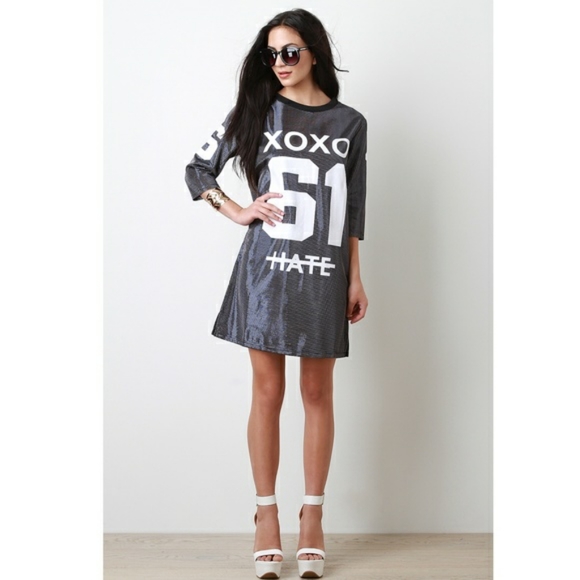 NWOT, Endless Rose Revolve Metallic Jersey Dress - Picture 1 of 13